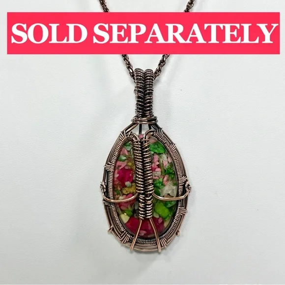 Oyster Turquoise & Mosaic Jasper Copper Gemstone Bangle ONLY - Picture 4 of 7